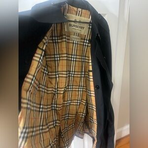 Burberry Men's Black Trench Coat with Iconic Check Lining practically new